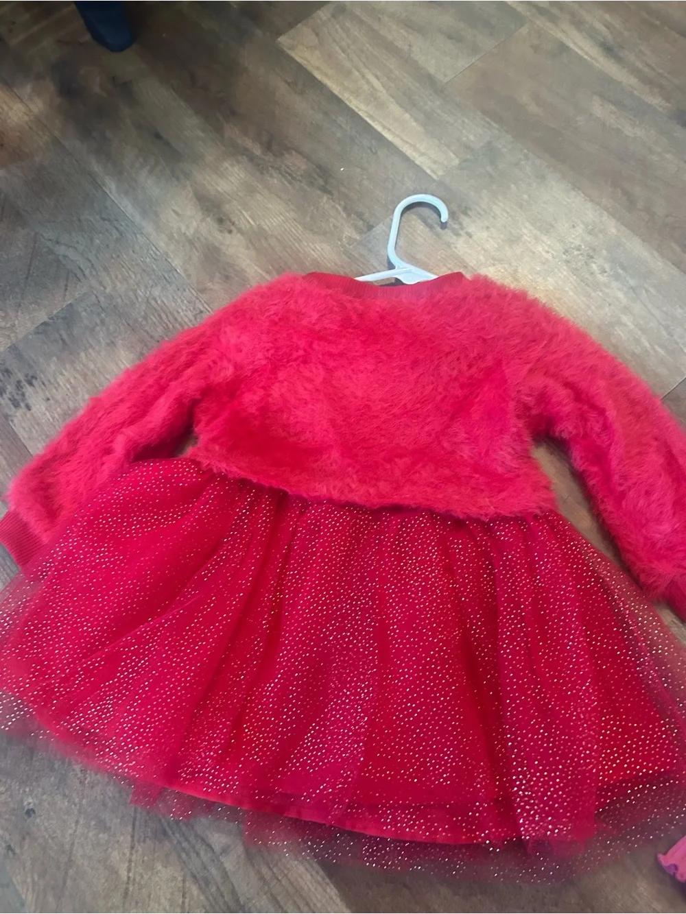 Hello Kitty Red Fuzzy Knit and Sparkle Tulle Dress